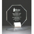 Octagon Series Crystal Trophy w/ Chrome-Plated Metal Base (5 1/8"x5 3/8")